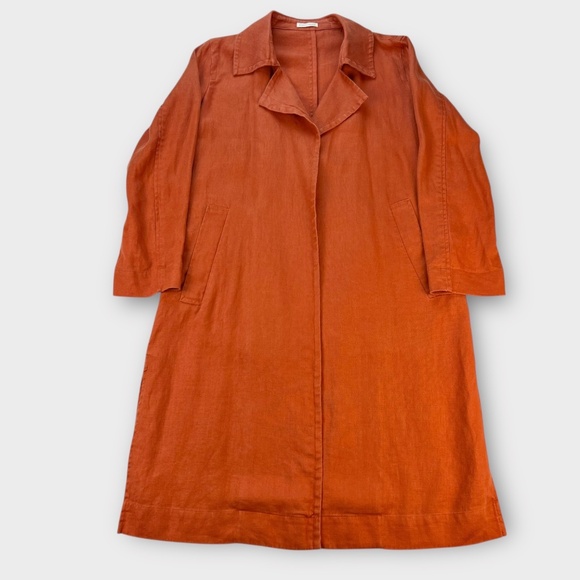 Eileen Fisher Linen Trench Coat Womens Lagenlook Minimalist Autumn Fall XS - S - Picture 7 of 15